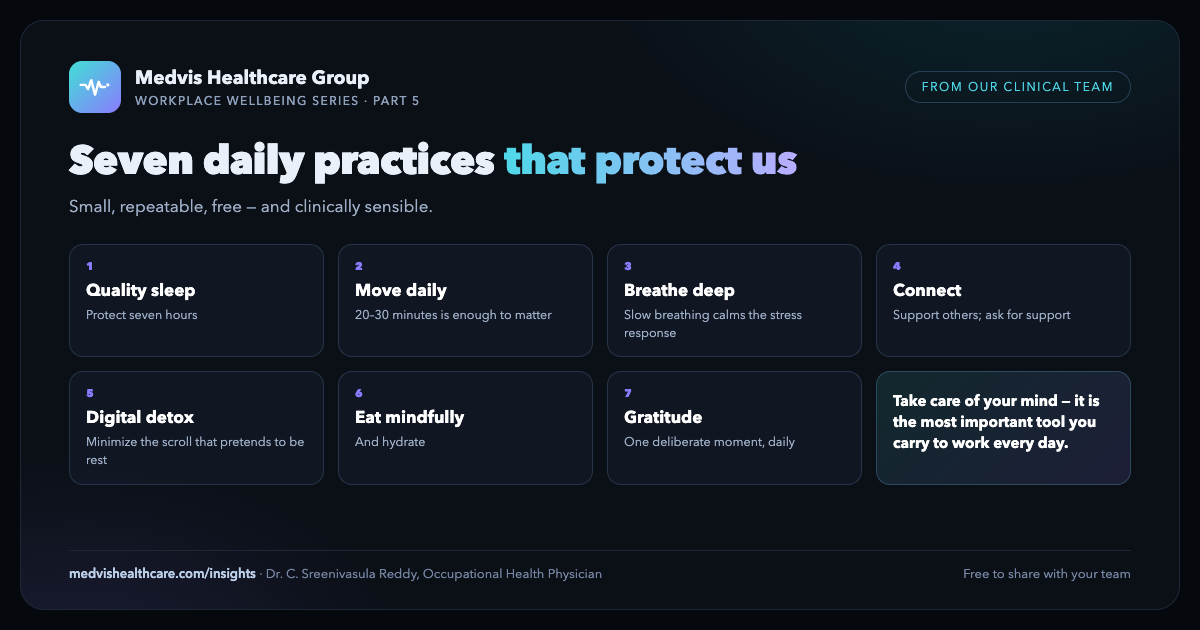 Seven daily practices that protect the working mind